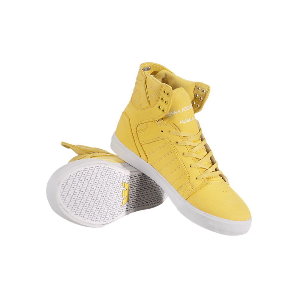 Baskets Montantes Supra SkyTop Jaune Yellow Microfiber Homme | JFQ-03300615